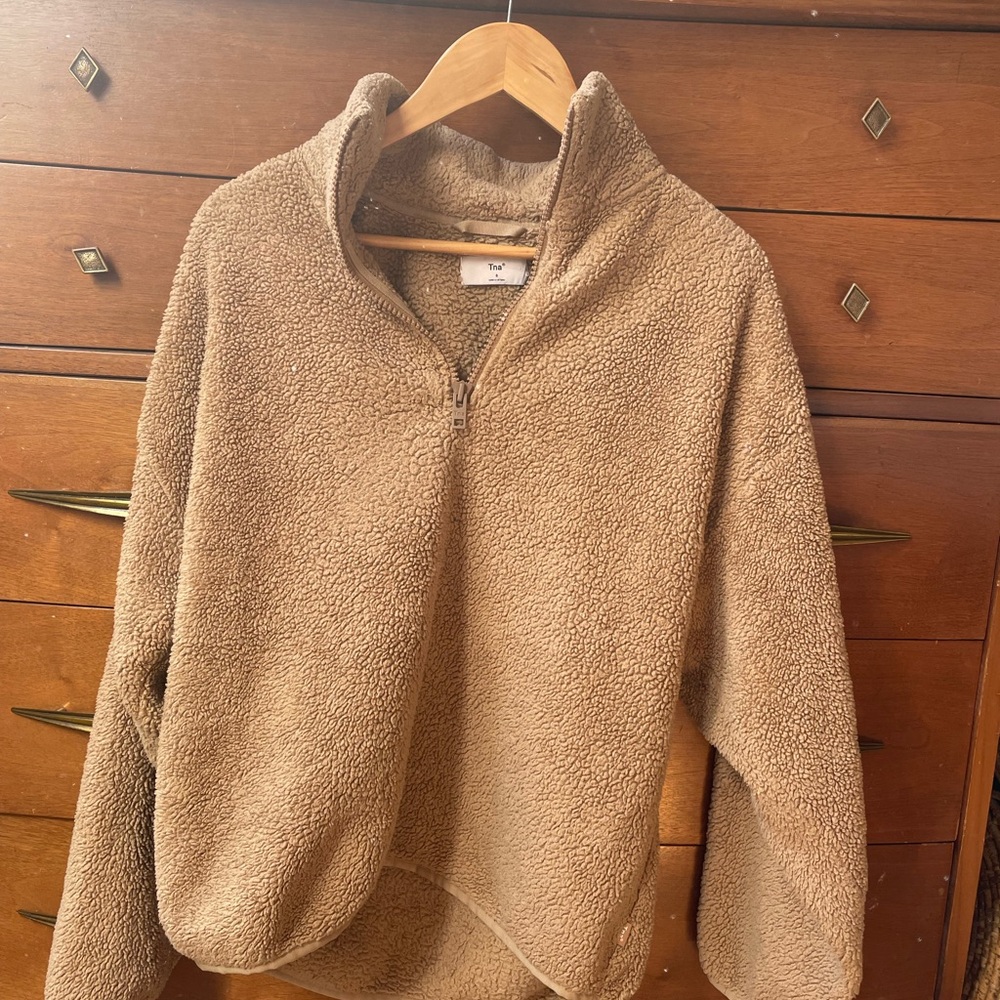Cozy Tan Sherpa Half-Zip Sweater